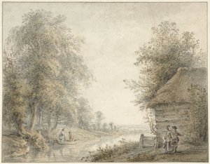 Bauernscheune an einem Kanal am Waldrand