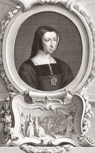 Louise von Savoyen (1476-1531), französische Adlige und Regentin, Herzogin von Auvergne und Bourbon, Herzogin von Nemours und Mutter von König Franz I. von Jacobus and Vertue George Houbraken