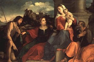 Madonna mit Kind und dem Heiligen Johannes dem Täufer und Heiligen