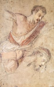 Studien für eine Geißelung: Ein Mann peitscht und der Kopf Christi