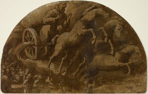 Studie für die Vision des heiligen Franziskus von Assisi, der in einem feurigen Wagen in den Himmel gebracht wird
