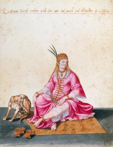 Türkische Frau mit Hund, Zeichnung von Jacopo Ligozzi von Jacopo Ligozzi