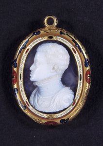 Porträt von Prinz Don Carlos (1545-1568) von Spanien. Chalzedon-Medaillon
