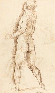 Nackter Mann von hinten gesehen [verso] von Jacopo Palma il Giovane