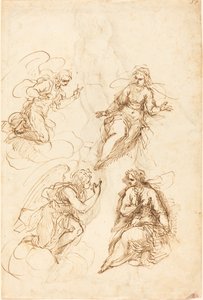 Studien für eine Verkündigung [recto] von Jacopo Palma il Giovane