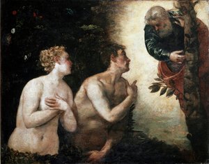 Adam und Eva vor dem Ewigen Vater von Jacopo Robusti Tintoretto
