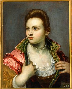 Weibliches Porträt, verlängert von Jacopo Robusti Tintoretto