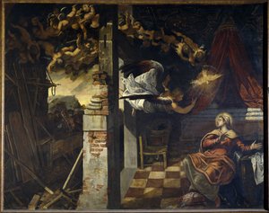 Die Verkündigung. Gemälde von Jacopo Robusti genannt Le Tintoret (Il Tintoretto) (1518-1594)