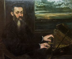 Porträt eines alten Herrn am Spinett von Jacopo Robusti Tintoretto