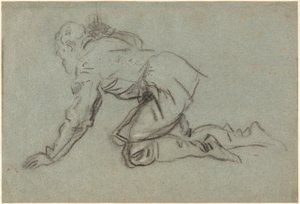 Ein kniender Mann mit einem Stab von Jacopo Tintoretto