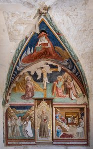 Geschichten von S. Bernardino und Heiligen, Kirche des Heiligen Franziskus, Kapelle des Heiligen Bernardino von Siena von Jacopo Vincioli