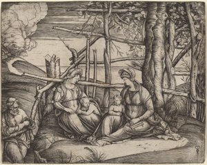 Heilige Familie mit der Heiligen Elisabeth und dem kleinen Heiligen Johannes dem Täufer von Jacopo de Barbari