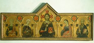 Der Erlöser mit der Madonna und drei Heiligen (Detail)