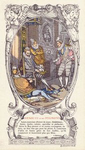 König Heinrich III. von Frankreich und seine Favoriten, die Mignons (Farblithografie) von Jacques Emile (after) Blanche