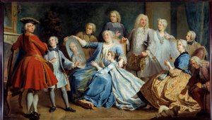 Porträt von Madame Mercier, Amme von Ludwig XV., umgeben von ihrer Familie