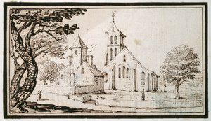 Eine Kirche in Lothringen und ein benachbartes Gebäude von Jacques Callot