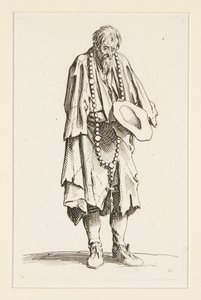 Bettler mit einem Rosenkranz, aus Die Bettler (Le mendiant au rosaire) von Jacques Callot