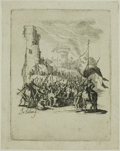 Christus trägt das Kreuz, aus Die Kleine Passion von Jacques Callot