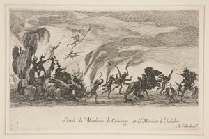 Kampf an der Barriere, Eintritt von Monsieur de Couvonge und Monsieur de Chalabre von Jacques Callot