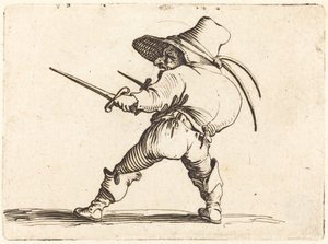 Duellant mit Schwert und Dolch