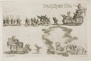 Einzug des Monsignore, des Prinzen von Phalsbourg, Verteidiger im Kampf, aus Der Kampf an der Barriere von Jacques Callot