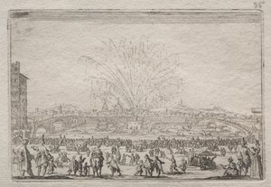 Feuerwerk am Arno von Jacques Callot