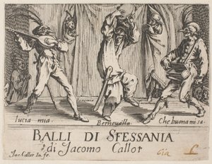 Frontispiz, aus Balli di Sfessania von Jacques Callot