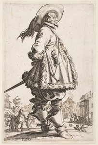 Herr in einem Pelzbesetzten Mantel, aus der Serie „Der Adel von Lothringen“ von Jacques Callot