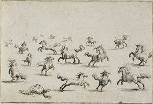 Frei laufende Pferde, aus Die Kaprizen von Jacques Callot