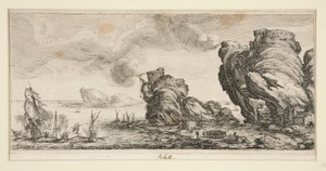 Die Seeschlacht, aus Landschaften für Giovanni de Medici von Jacques Callot