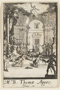 Martyrium des Heiligen Thomas, Platte sechs aus Die Martyrien der Apostel von Jacques Callot