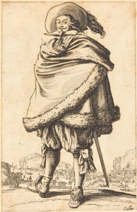 Edelmann in einen mit Pelz besetzten Mantel geschnallt von Jacques Callot