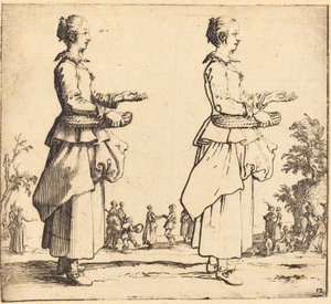 Bäuerin mit Korb im Profil, nach rechts blickend, 1617 und 1621