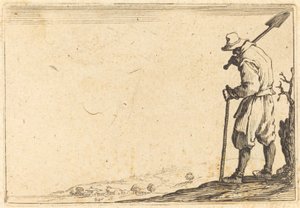 Bauer mit Schaufel auf der Schulter