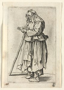 Die Bettler: Bettlerin kommt, um Almosen zu erhalten, ca. 1623 von Jacques Callot