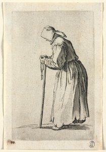 Die Bettler: Bettlerin mit ihrem Rosenkranz, um 1623 von Jacques Callot