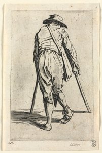 Die Bettler: Bettler auf Krücken, mit Hut
