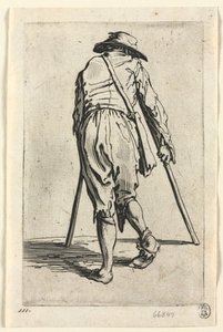Die Bettler: Bettler auf Krücken, mit Hut, um 1623