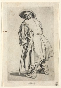 Die Bettler: Alter Bettler auf einer einzigen Krücke von Jacques Callot
