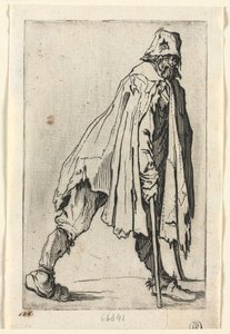 Die Bettler: Der Bettler auf Krücken, mit Mütze von Jacques Callot