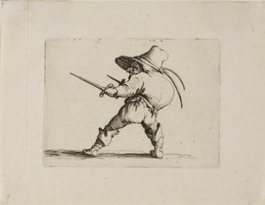 Der Duellant mit einem Schwert und einem Dolch, aus Varie Figure Gobbi