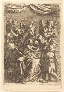 Die Heilige Familie mit zwei Engeln von Jacques Callot