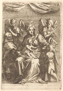 Die Heilige Familie mit zwei Engeln von Jacques Callot