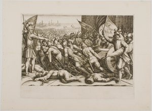 Die Wiedereinschiffung der Truppen, aus der Serie „Das Leben von Ferdinand de Medici“ von Jacques Callot