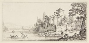 Der Spaziergang am Wasser, aus der Serie Paysages Gravées pour Jean de Médicis, Paysages Dessinés à Florence