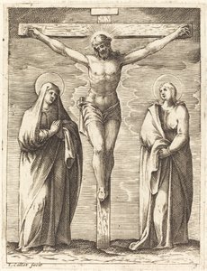 Die Jungfrau und der heilige Johannes am Fuß des Kreuzes von Jacques Callot