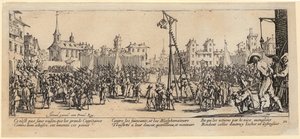 Wippgalgen, Blatt 10 der Folge "Die Grauen des Krieges" von Jacques Callot