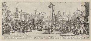 Wippgalgen, Blatt 10 der Folge "Grauen des Krieges" von Jacques Callot