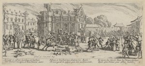 Zerstörung eines Klosters, Blatt 6 der Folge "Grauen des Krieges" von Jacques Callot