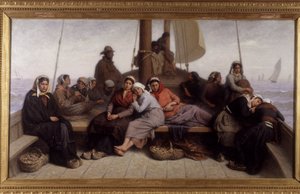 Austernfischen auf dem Deck eines Bootes - Gemälde von Eugene Feyen (1815-1908), n.d.